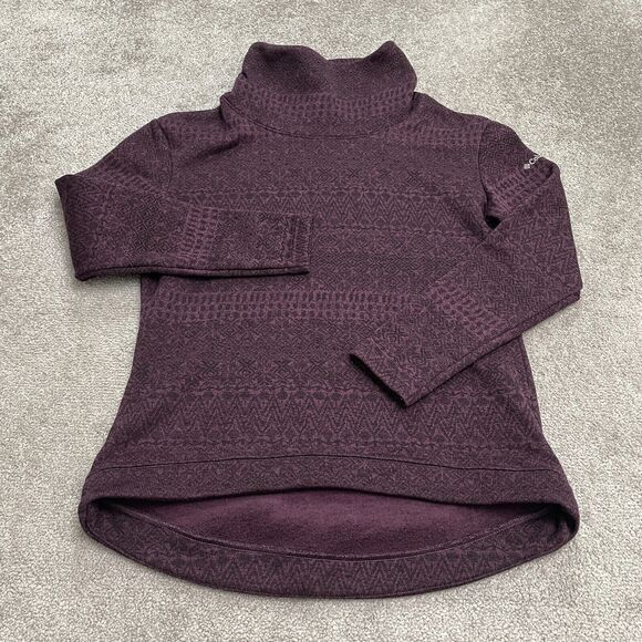 Columbia Pullover Sweater Season Women Medium Purple Geometric Turtleneck Casual - Picture 1 of 11